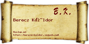 Berecz Káldor névjegykártya